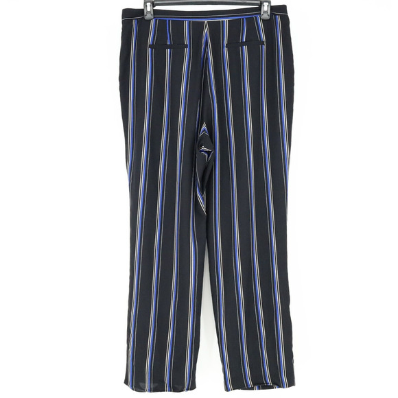 Tahari Dress Pants Womens 16 Black Blue Stripe Wide Leg Lightweight ASL - Picture 2 of 12